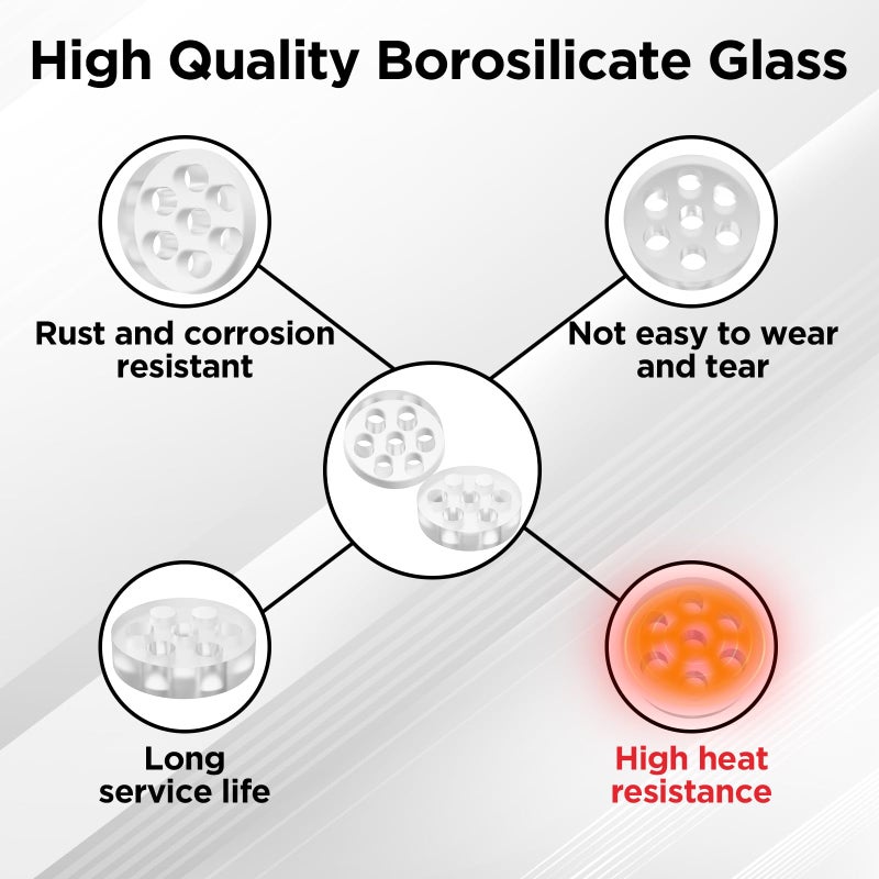 MARRTEUM 25 Pcs Glass Screen Filters Diameter 0.313''(8mm) Small Pipe Screens High Borosilicate Glass Screen with 7 Honeycomb Holes - Image 3